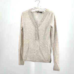 Vince Wool Cashmere Thermal V-Neck Top with Buttons Size XS